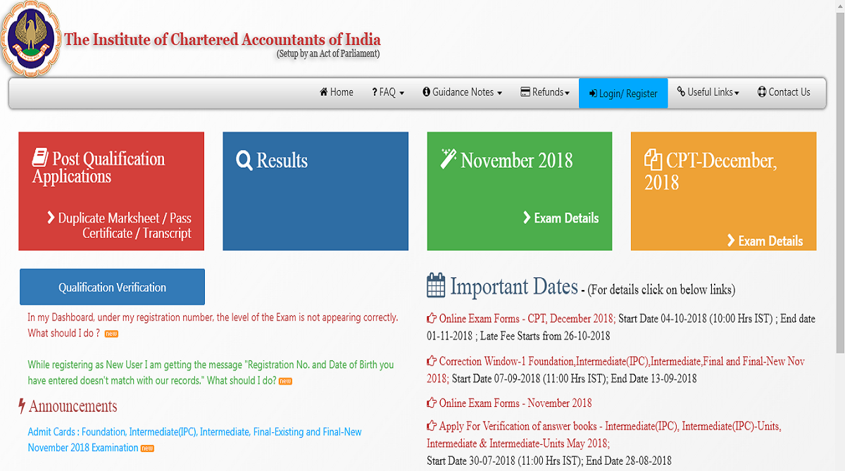 ICAI releases admit cards for November 2018 CA Foundation, IPC and Final examinations | Download now at icaiexam.icai.org