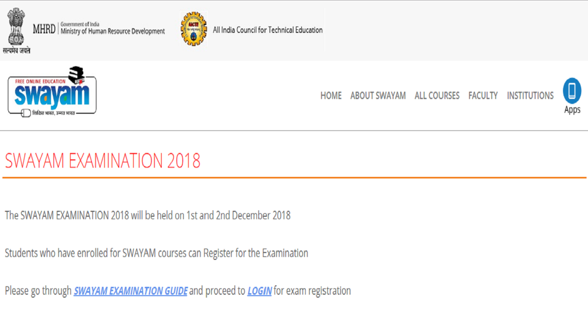SWAYAM Exams 2018, Online registration for SWAYAM 2018