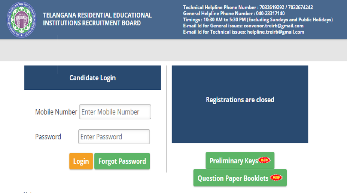TREIRB examination 2018: Telangana Board PGT and TGT answer key released on official website treirb.org