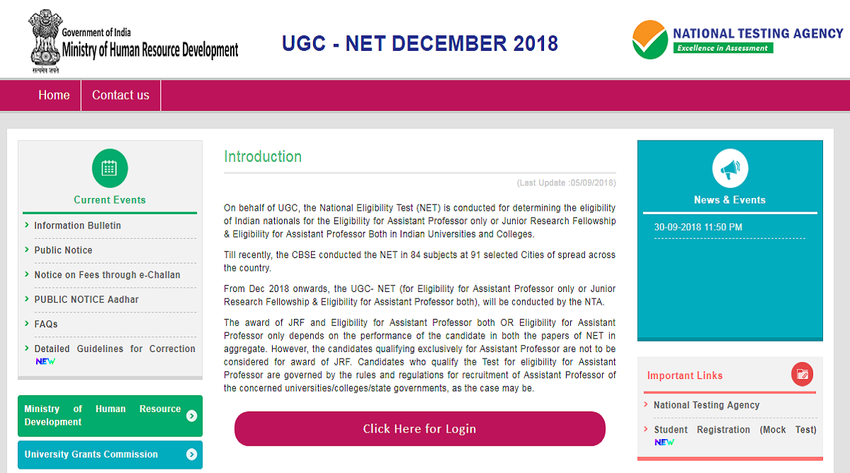 UGC NET 2018: Application form correction window opens today, check details at ntanet.ac.in