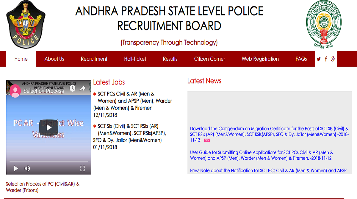 AP Police recruitment 2018: Applications invited for 2723 posts | Apply before December 7 at slprb.ap.gov.in