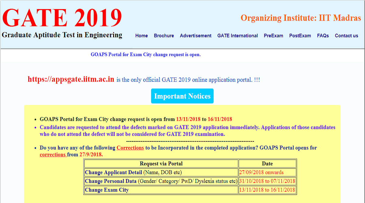 GATE 2019: Exam city change option window closes today at gate.iitm.ac.in