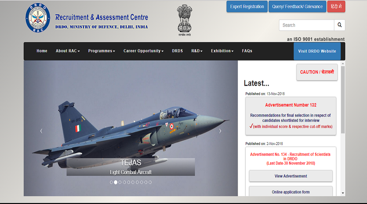 DRDO recruitment 2018: Applications invited for scientists posts, apply now at rac.gov.in