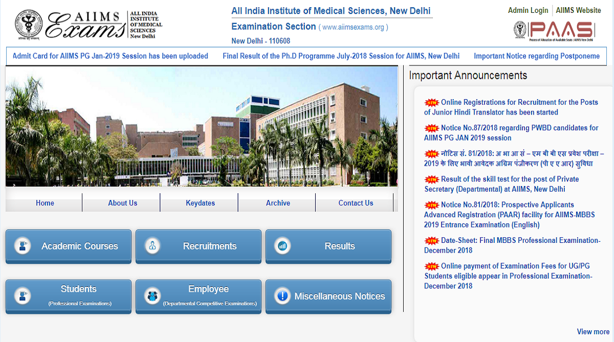 AIIMS MBBS 2019: Basic registration process to begin soon at aiimsexams.org