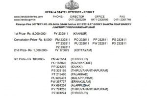 Karunya Plus lottery KN 245 result declared on keralalotteries.com; check full winner list here
