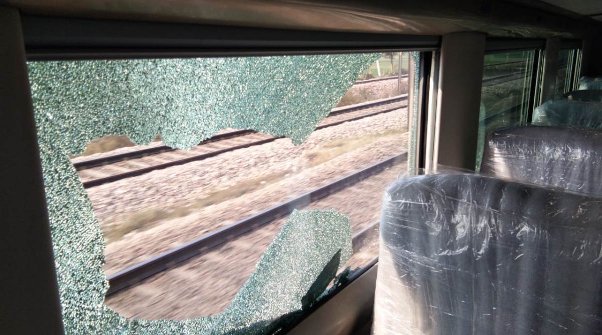 Miscreants throw stones at Train 18 during trial run, damage window
