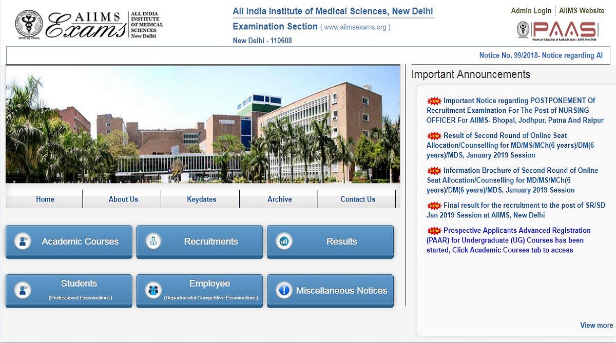 AIIMS Nursing Officer exam postponed | Check all details at www.aiimsexams.org