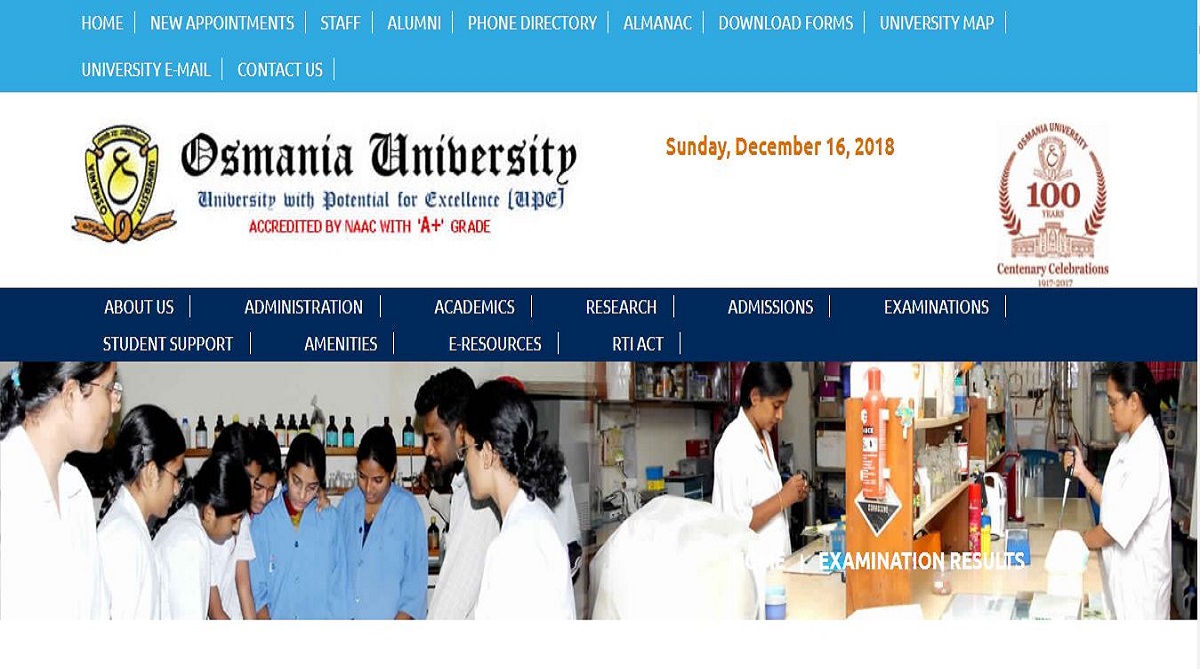 Osmania University releases various courses results on www.osmania.ac.in | Check direct link here