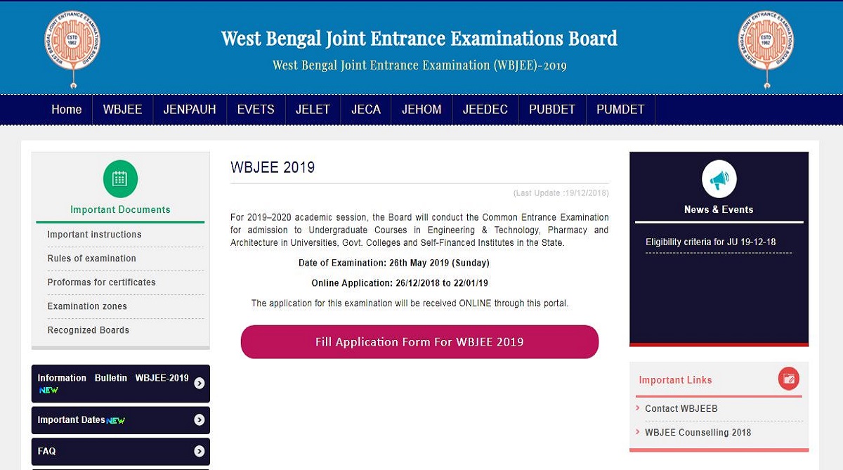 WBJEE 2019: Online application starts at wbjeeb.nic.in, check eligibility criteria, fee and all details here