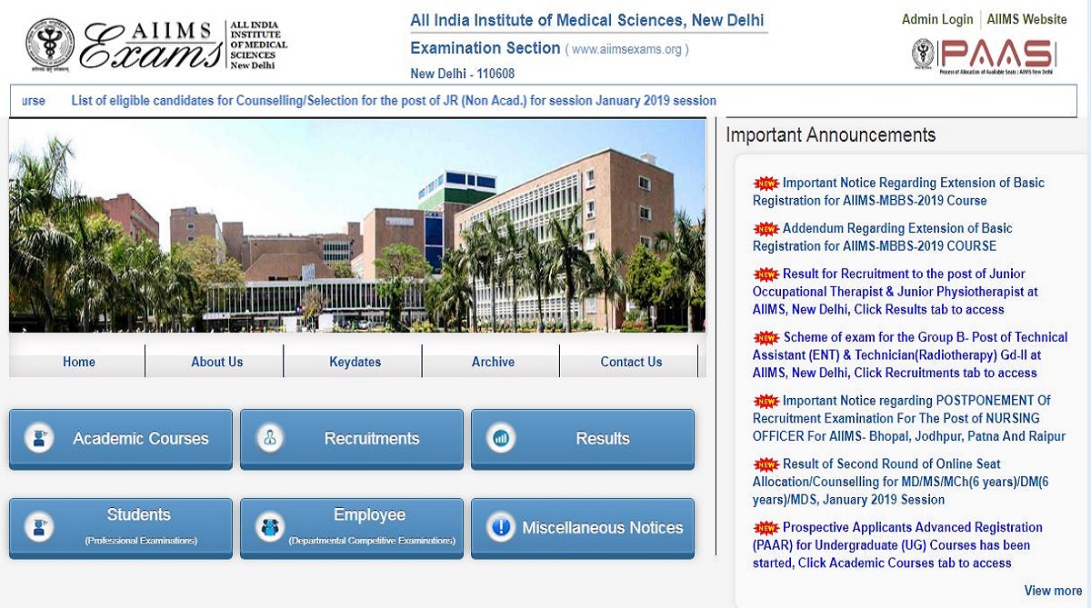 AIIMS MBBS 2019: Last date for registration extends, check details at aiimsexams.org