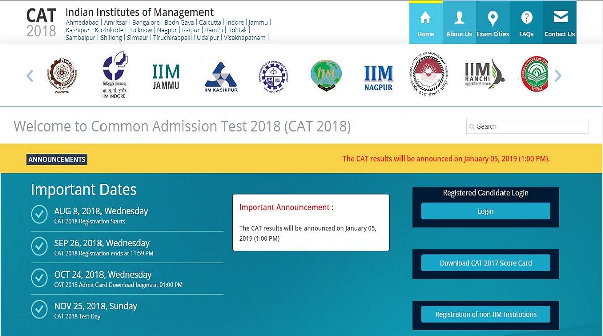 CAT 2018: Results to be declared on January 5 at iimcat.ac.in