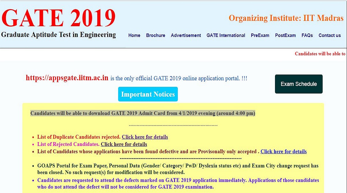 GATE 2019: Admit cards to be released today at gate.iitm.ac.in | Check how to download here