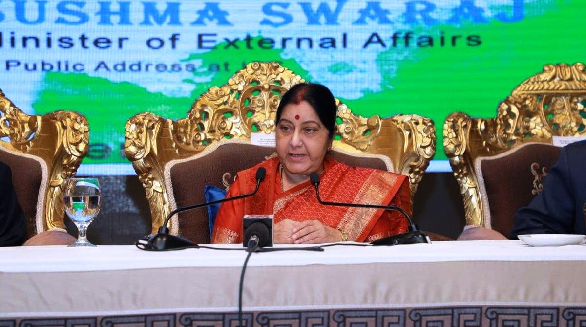 Sushma Swaraj, 1st India-Central Asia dialogue, Uzbekistan, Samarkand, Abdulaziz Kamilov, Afghanistan, Kyrgyz Republic, Tajikistan, Turkmenistan, Kazakhstan, Prime Minister Narendra Modi