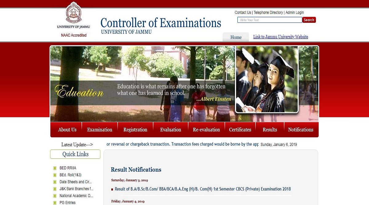 Jammu University declares first semester results for UG courses at coeju.com | Steps to view results here