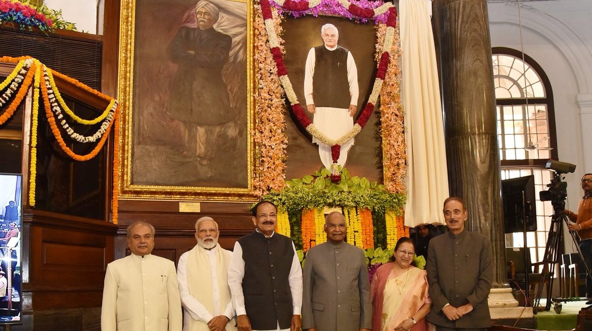 President Kovind unveils Atal Bihari Vajpayee’s life-size portrait in Central Hall