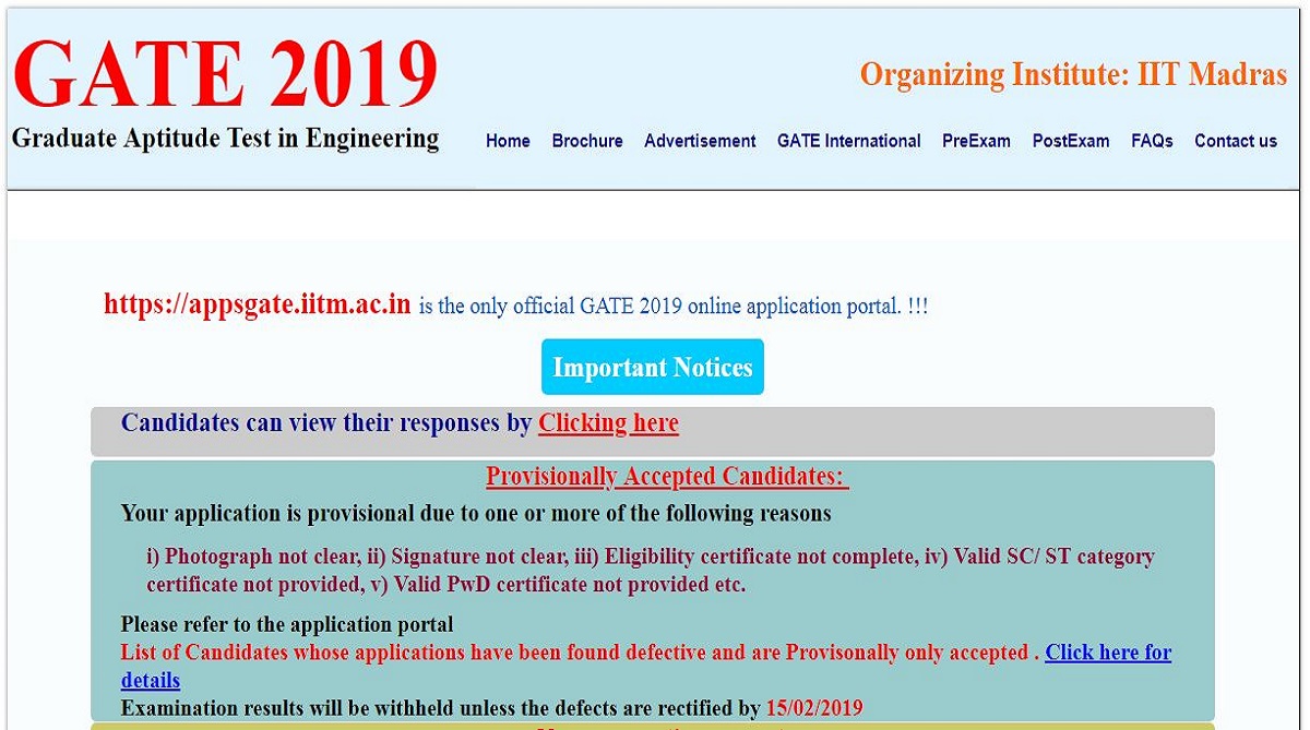 GATE 2019: Name Correction window opens for 4 days at gate.iitm.ac.in, check details here