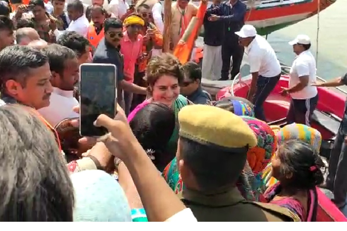Priyanka Gandhi Vadra begins boat tour over River Ganga from Prayagraj