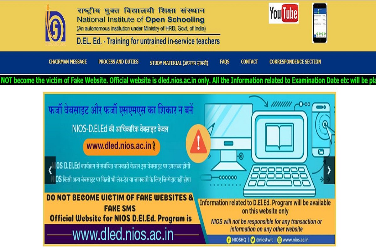 NIOS DElEd admit cards 2019 released at dled.nios.ac.in | Download now