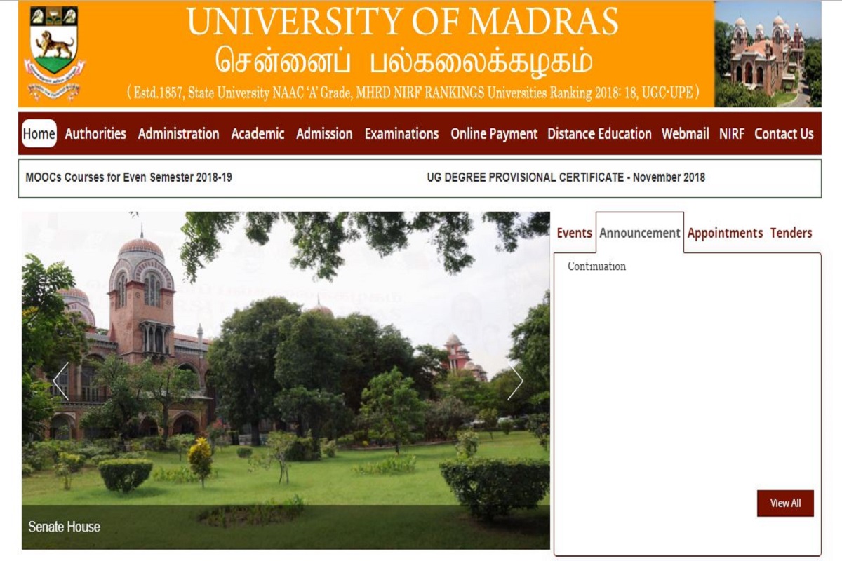 Madras University declares UG, PG, Professional Degree revaluation results at unom.ac.in