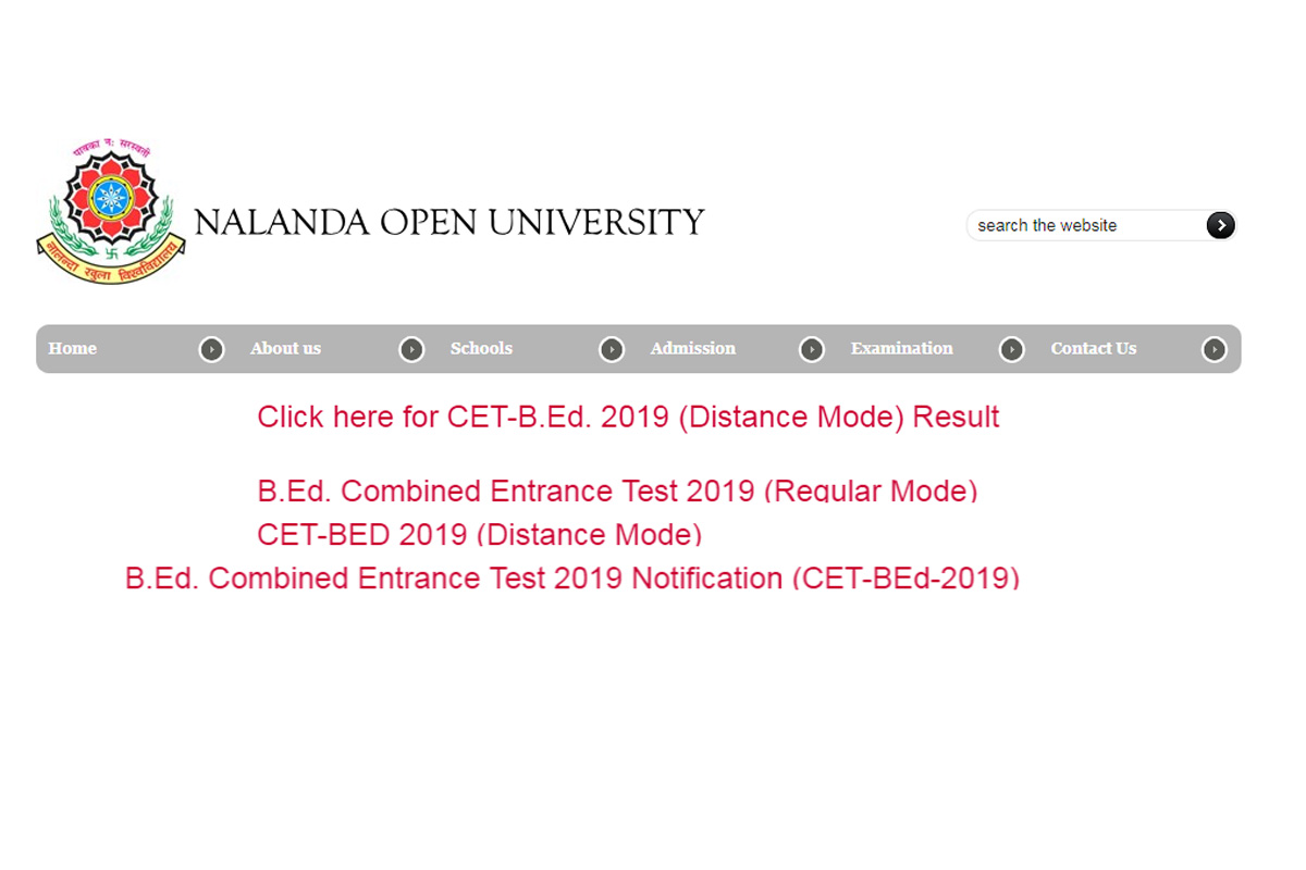 Nalanda Open University declares CET Bihar BEd 2019 results on nalandaopenuniversity.com