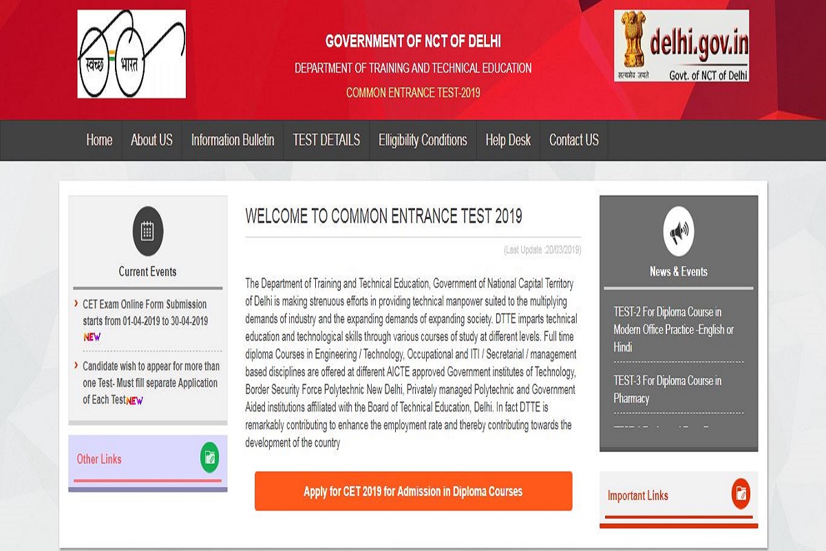Delhi CET 2019 application form released, apply till April 30 at cetdelhi.nic.in