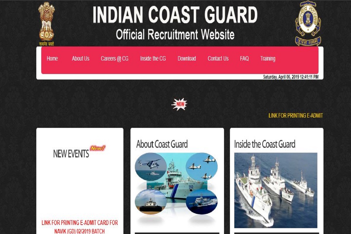 Indian Coast Guard releases admit cards for Navik posts at joinindiancoastguard.gov.in