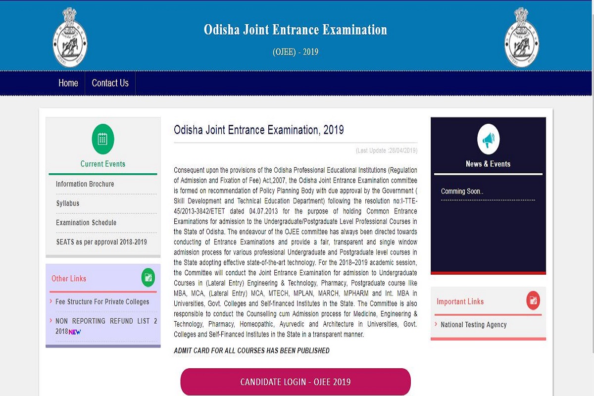 OJEE admit cards 2019, Odisha Joint Entrance Examination 2019, OJEE admit cards, ojee.nic.in