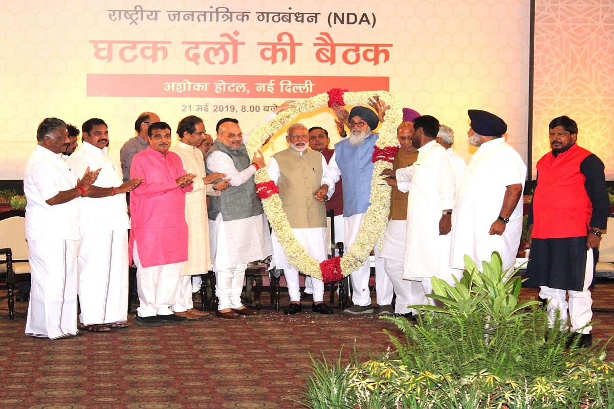 Massive show of strength at NDA meet ahead of results, allies express faith in PM Modi