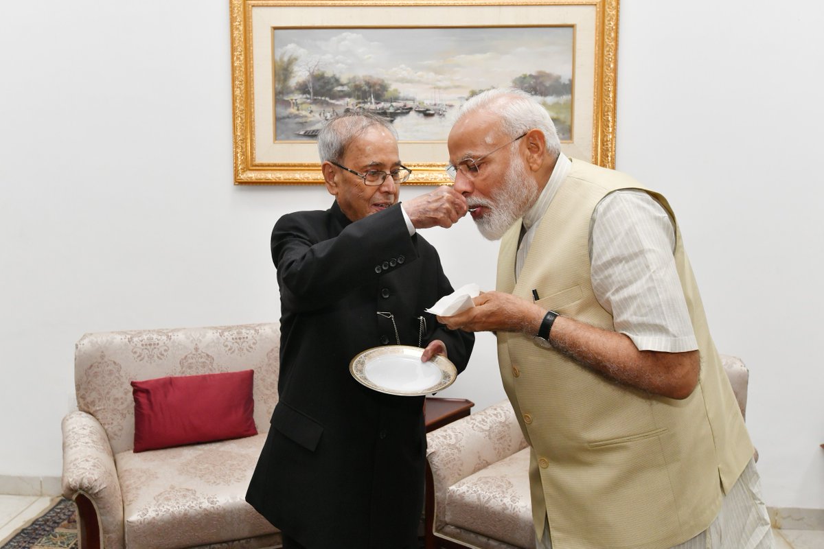 Narendra Modi meets former President Pranab Mukherjee