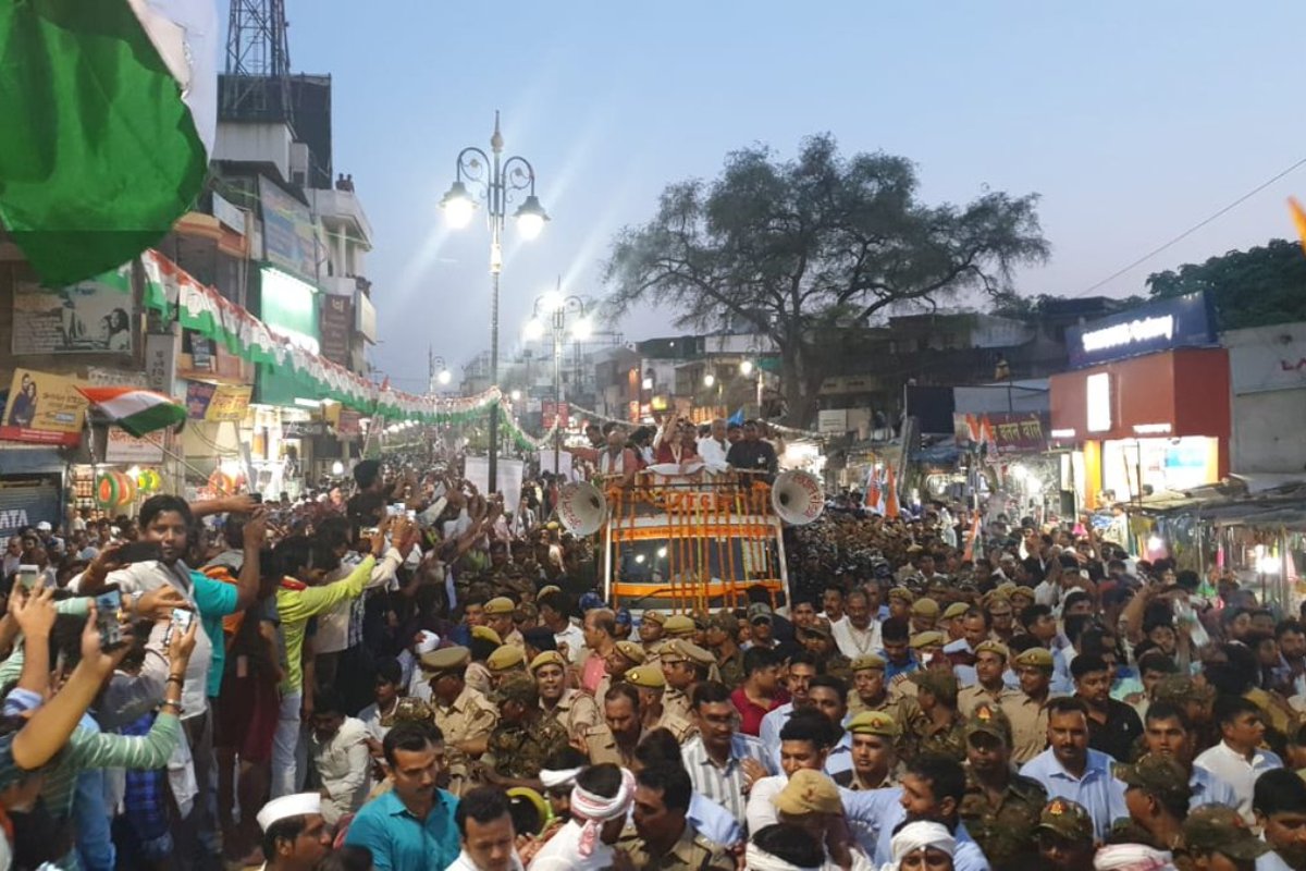 Priyanka Gandhi holds mega roadshow in Varanasi