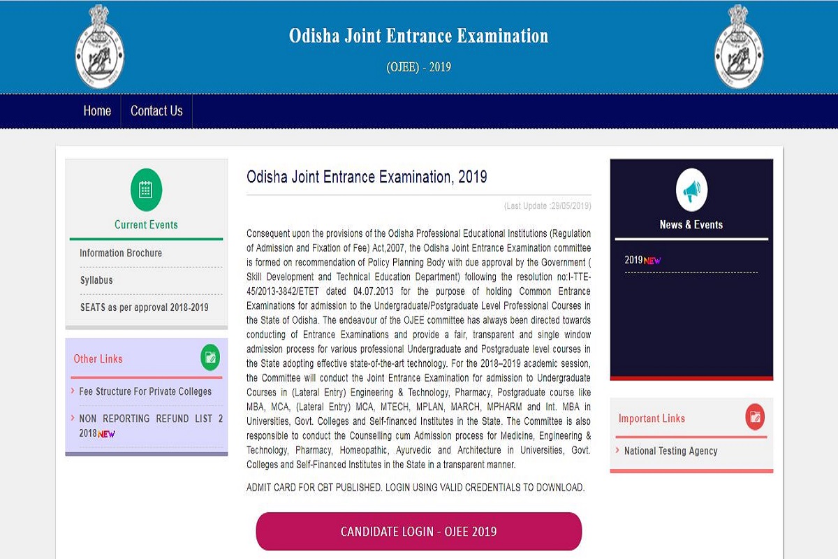 OJEE admit cards 2019, Odisha Professional Education Institutions, Odisha Joint Entrance Examination, OJEE admit cards, ojee.nic.in