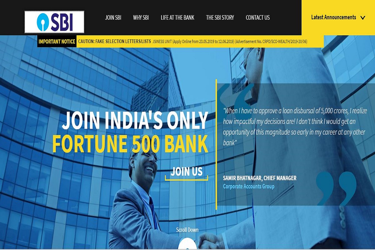 SBI SO recruitment 2019: Applications invited for 65 SO posts, apply till June 12 at bank.sbi/careers