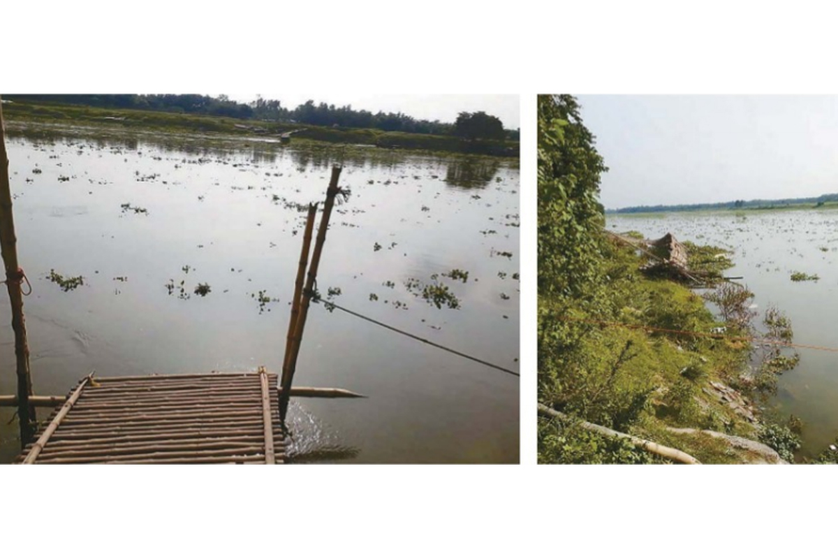 Atryee river, seasonal crop, bamboo bridge, Balurghat, Bwaldar gram panchayats, South Dinajpur