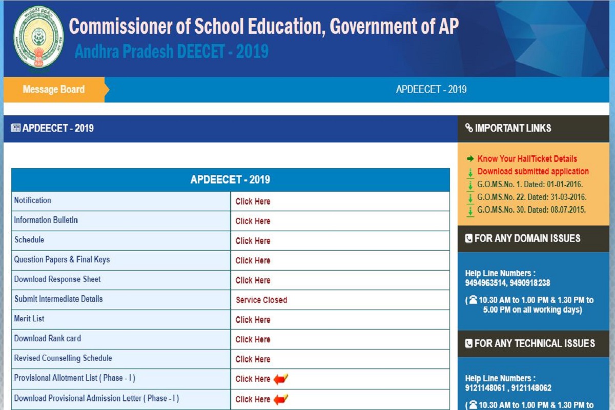 AP DEECET seat allotment list 2019 released at apdeecet.apcfss.in | Direct link available here