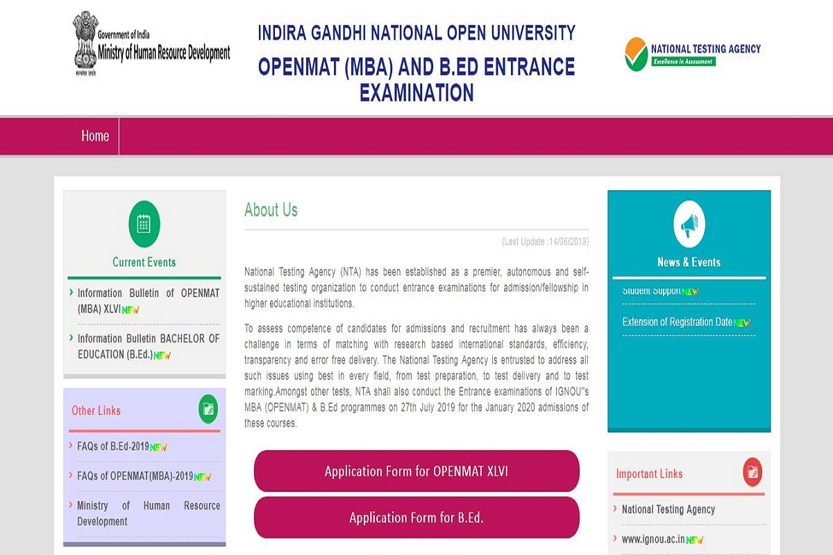 IGNOU OPENMAT, B.Ed registration date extended, apply till July 5 at ntaignou.nic.in