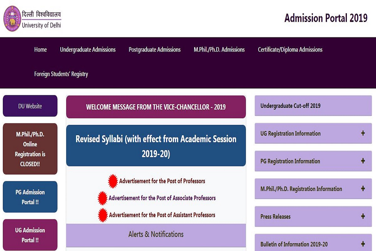 DU recruitment 2019: Applications invited for Professor posts, apply by August 8 at du.ac.in
