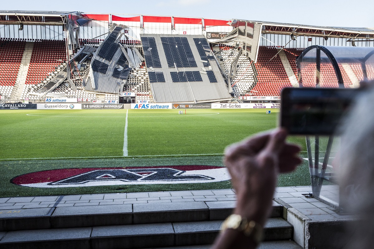 AZ Alkmaar’s AFAS stadium suffers roof collapse as strong winds hit Netherlands