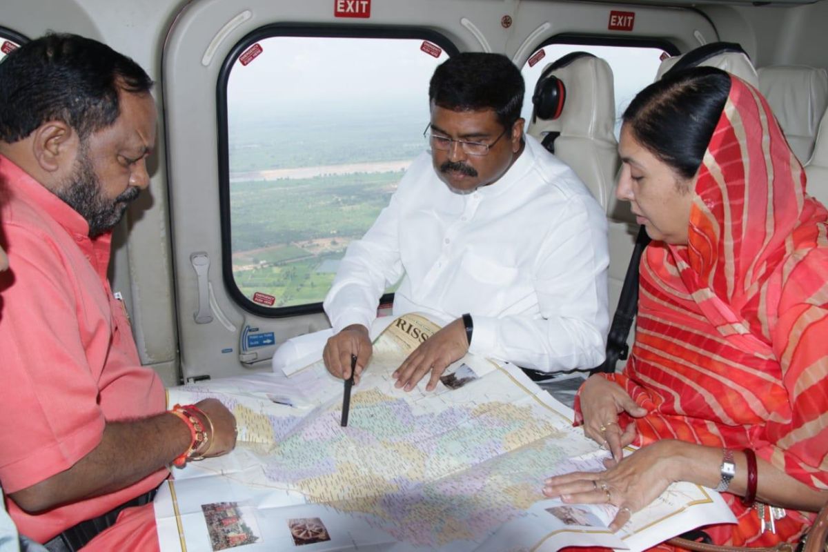 Dharmendra Pradhan conducts aerial survey of flood-affected areas in Odisha