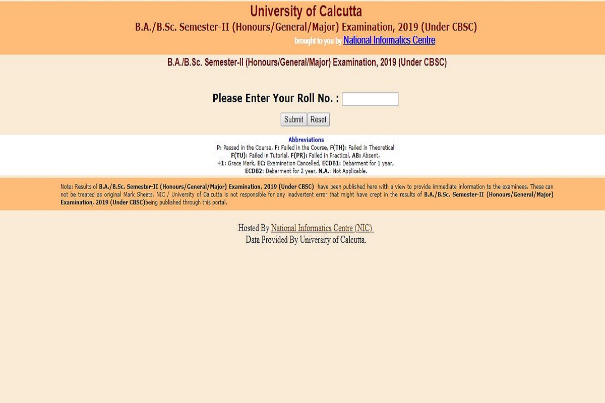 Calcutta University results 2019, Calcutta University B.A/B.Sc semester II results, wbresults.nic.in, Calcutta University results, Calcutta University B.A/B.Sc results,