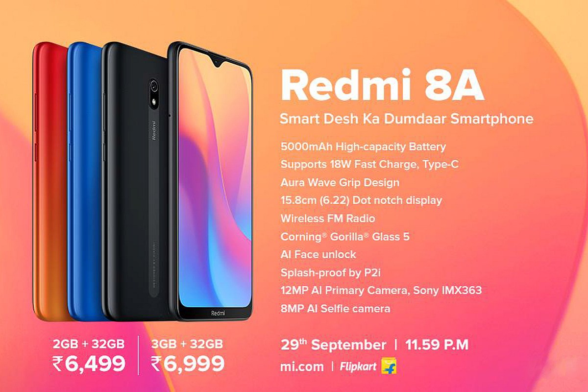 Redmi 8A launched in India, with 5,000mAh battery starts at Rs 6,499