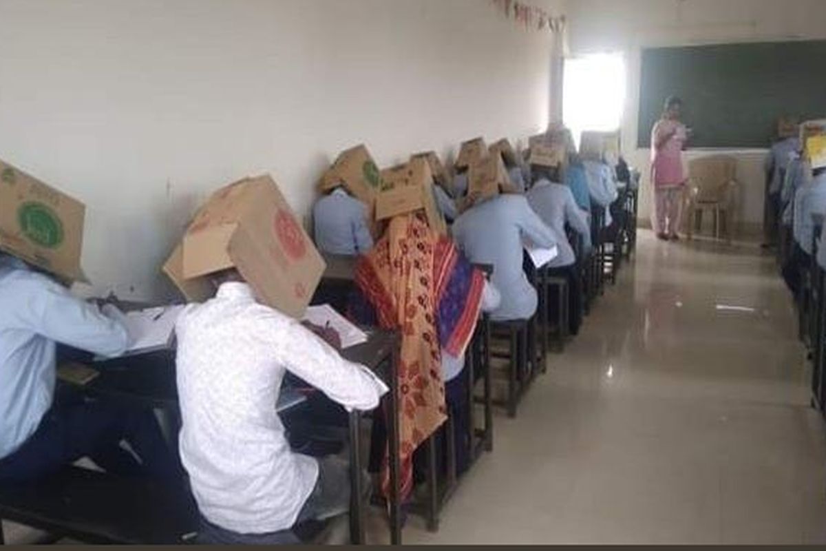 Karnataka students made to wear cartons to prevent cheating