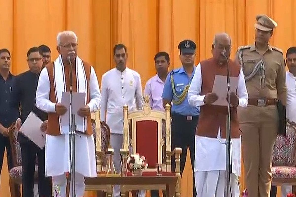 ML Khattar takes oath as Haryana CM, Dushyant Chautala as his deputy