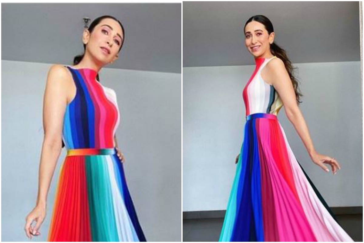 Karisma Kapoor gives major fashion goals in rainbow pleated dress