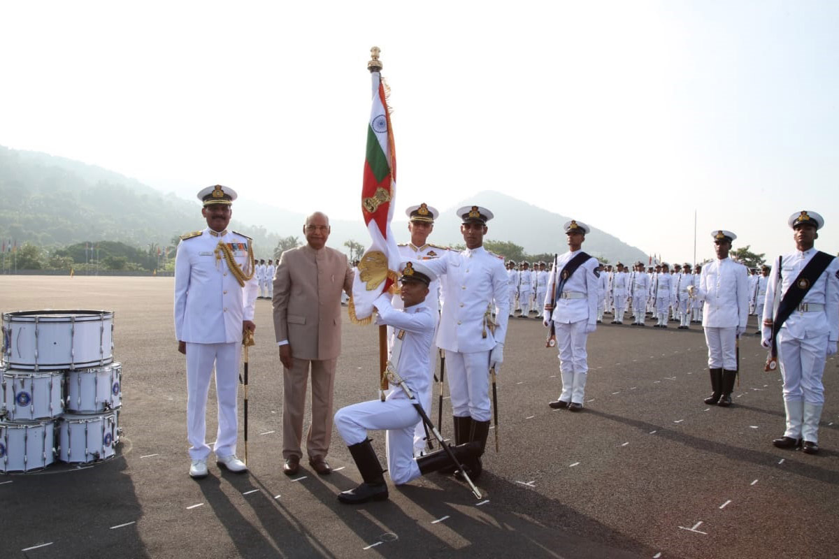 President’s Colour for Indian Naval Academy on completing 50 glorifying years