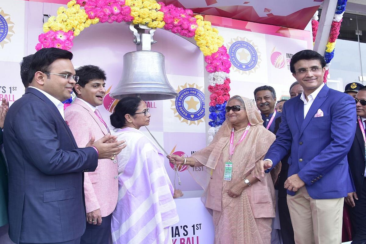 IND vs BAN D-N Test: Sheikh Hasina, Mamata Banerjee ring customary Eden bell with Sourav Ganguly