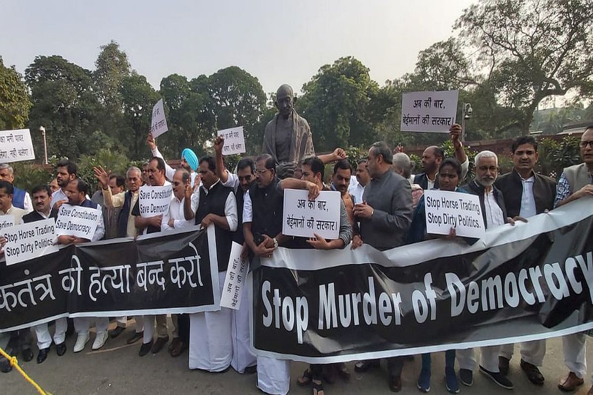 ‘Democracy murdered in Maharashtra,’ says Rahul Gandhi in LS; Sonia leads protest march