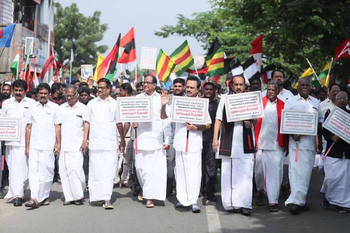 MK Stalin leads mega protest rally against CAA in Chennai, P Chidambaram joins