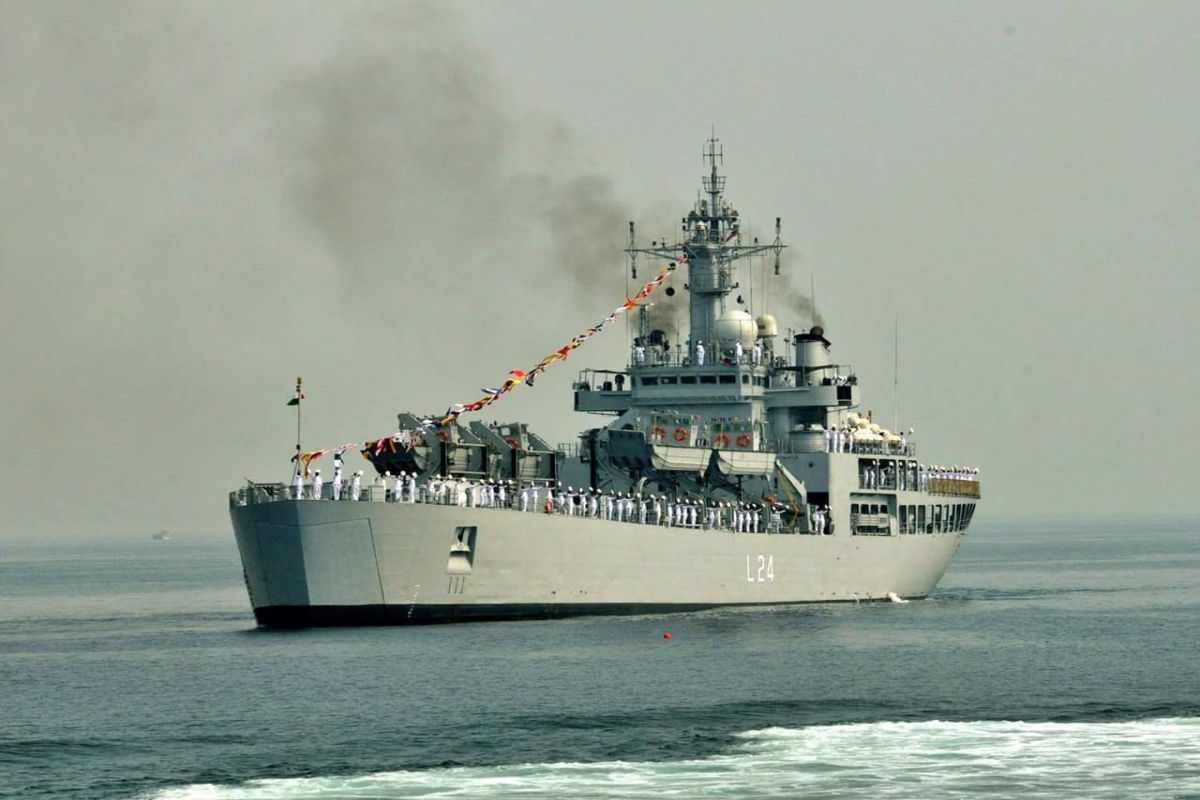 Navy ships INS Kirpan, INS Airavat at Kidderpore docks; students taken on tour aboard