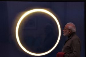 Despite cloud cover in Delhi, PM Modi manages to catch glimpse of solar eclipse