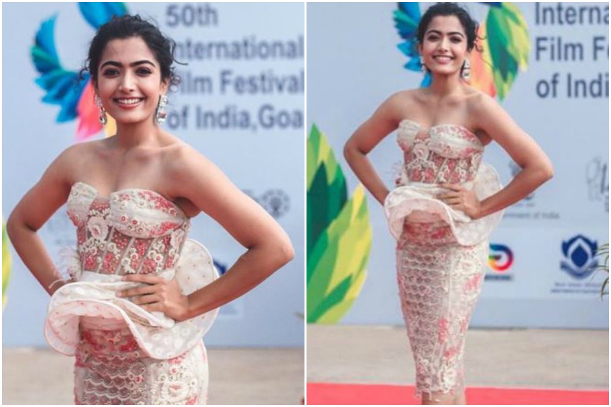Rashmika Mandanna’s looks chic in bodycon strapless dress
